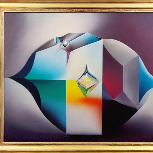 Abstract Pour Painting with Dotted Diamond Patterns