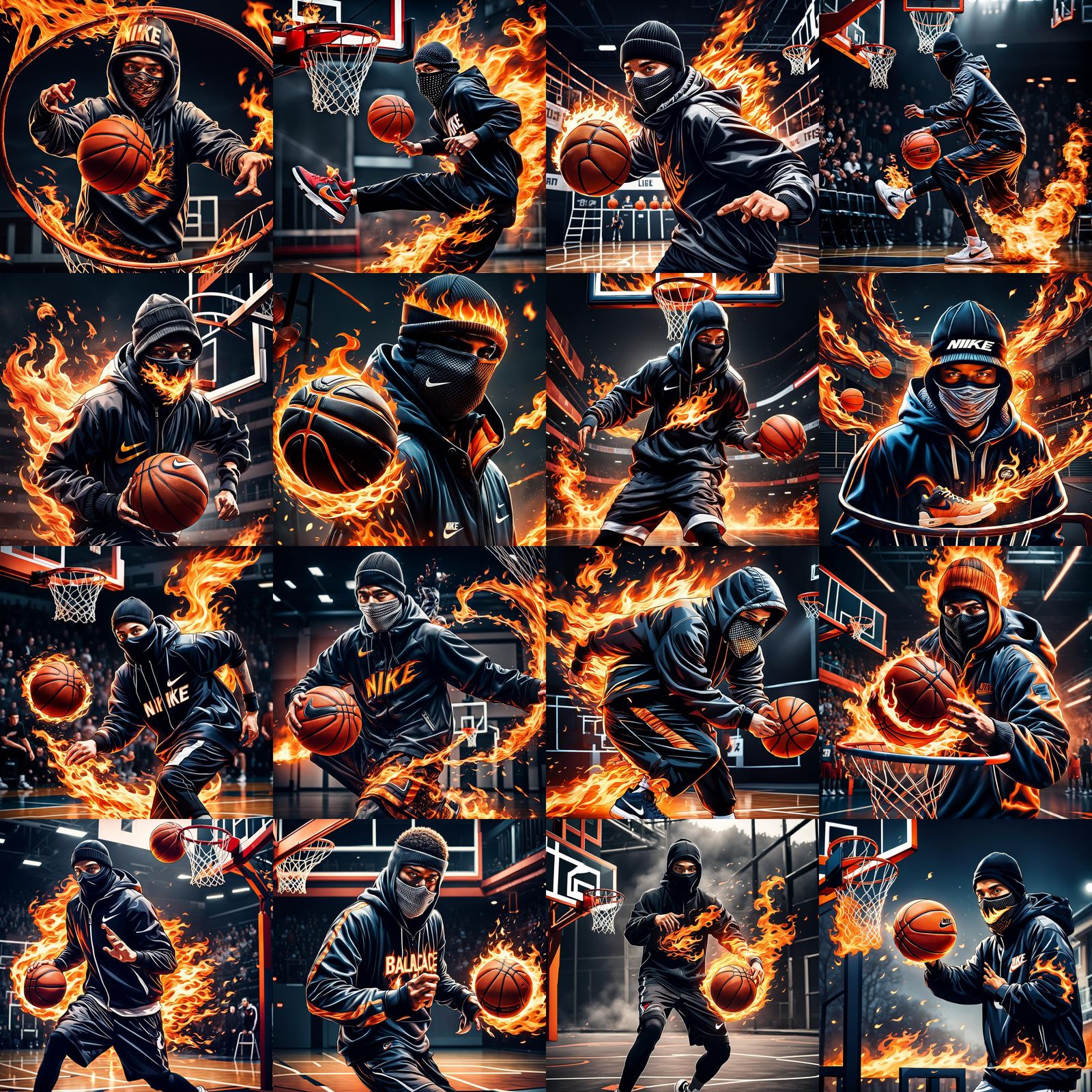 Boy Shooting Flaming Basketball: Hyperrealistic Digital Art