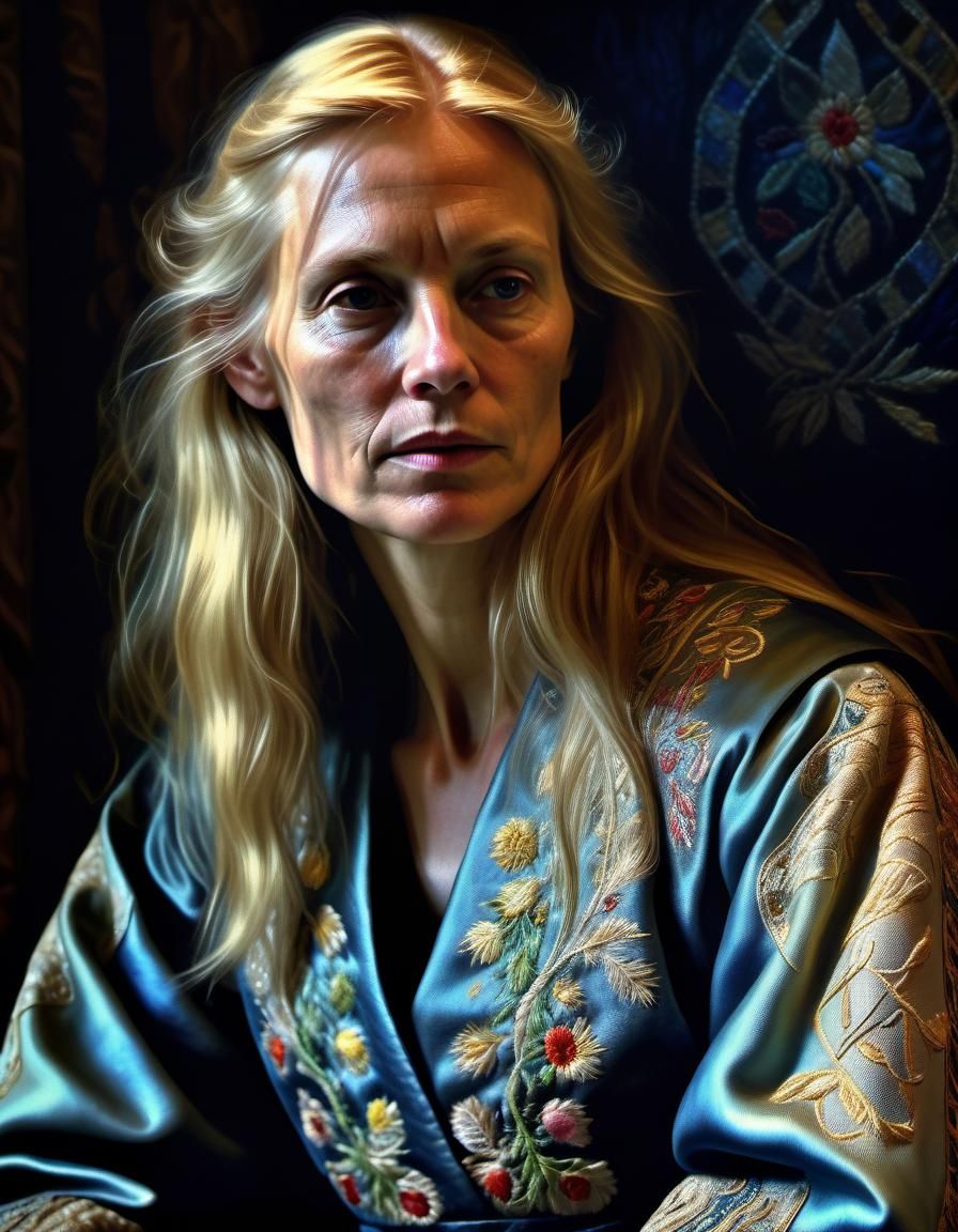 Renaissance Woman in Chiaroscuro Oil Painting