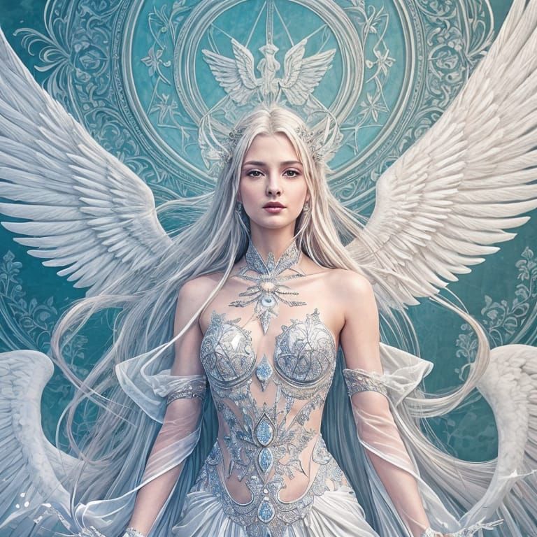 Angel in Vibrant Artistic Style with Elegant Wings