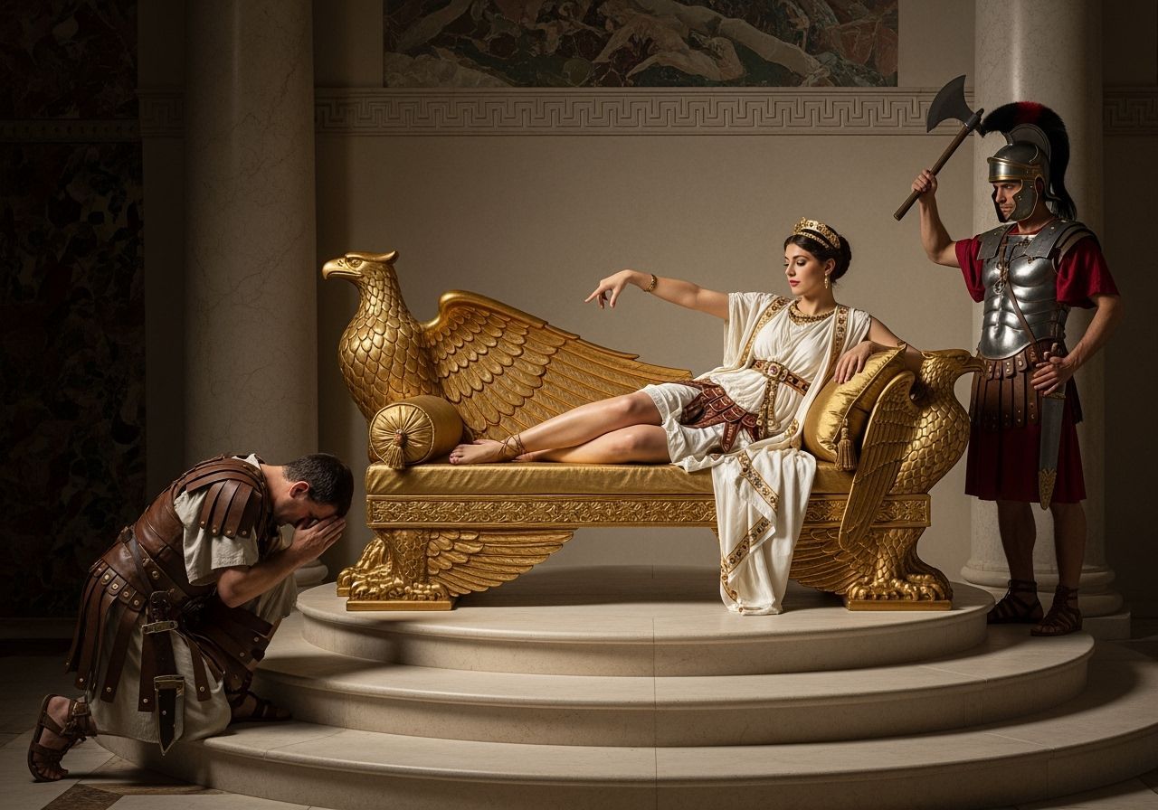 Roman Empress in Opulent Throne Room