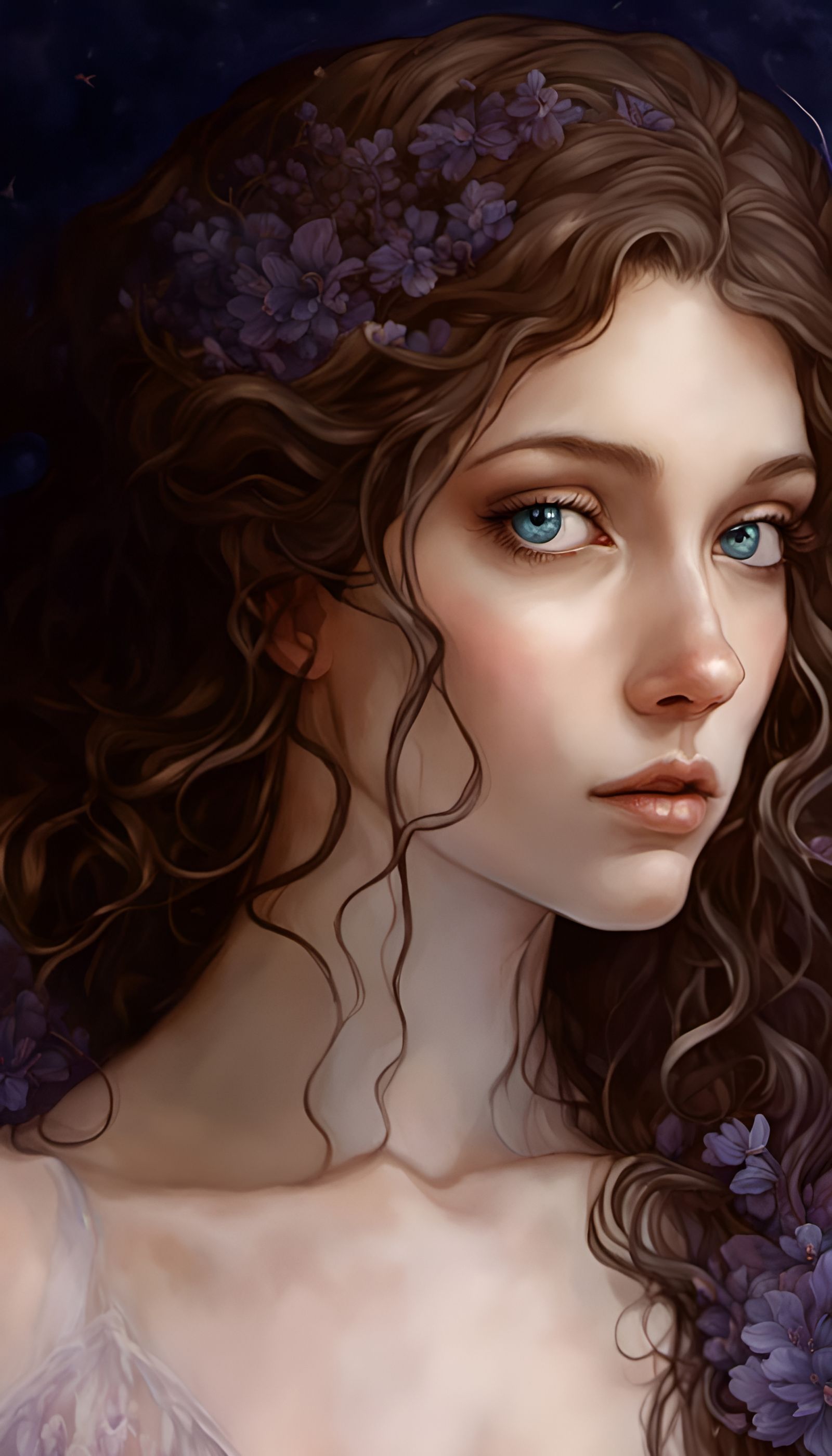 Ethereal Goddess in Art Nouveau Style