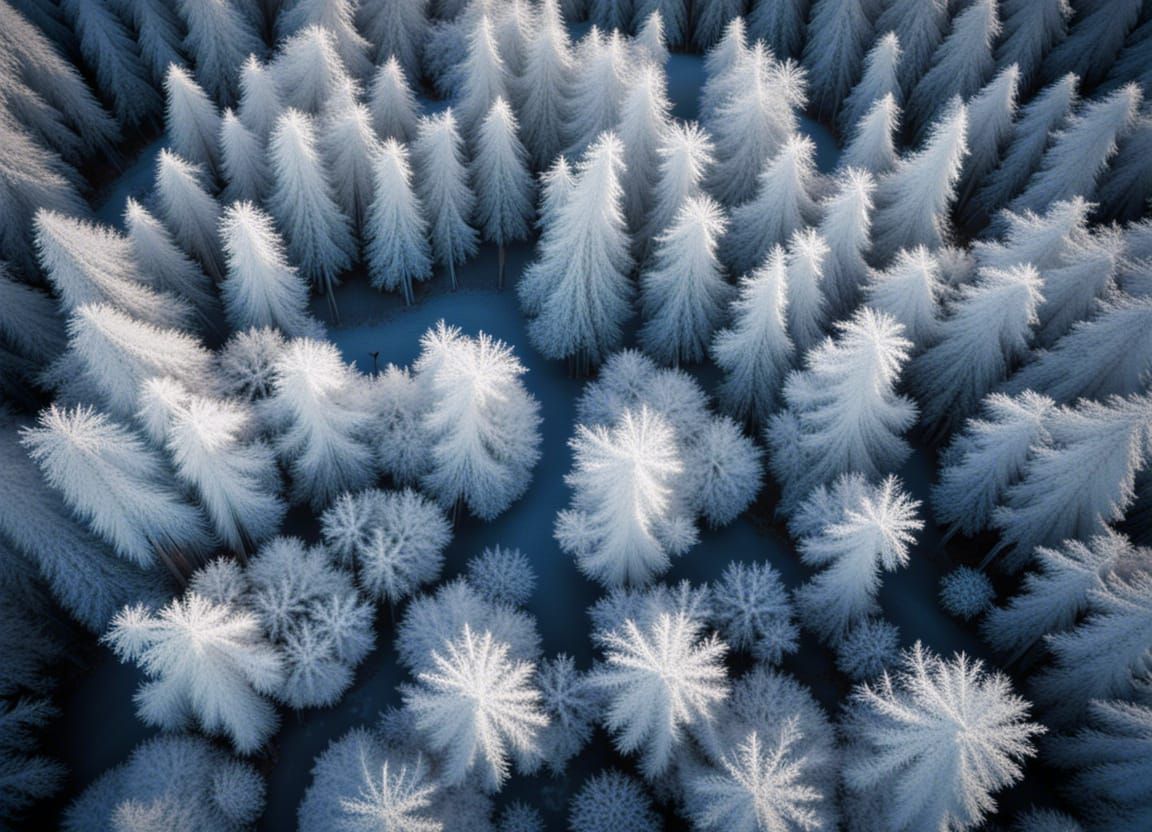 Mystic Frozen Forest Captured by Drone
