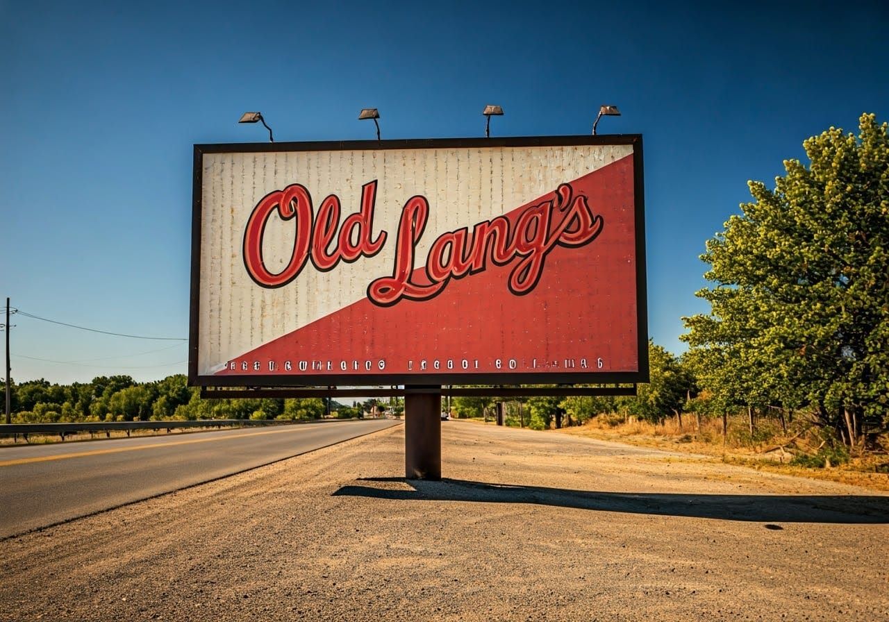 Weathered Billboard Ad for Old Lang's Restaurant