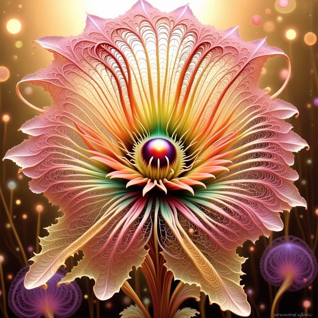 Hyper-Realistic, Rainbow-Hued Rainforest Blooms in Intricate...