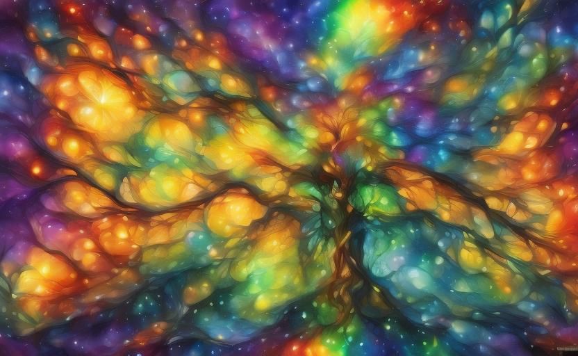 Neon Stained Glass Wolves in Flaming Inferno