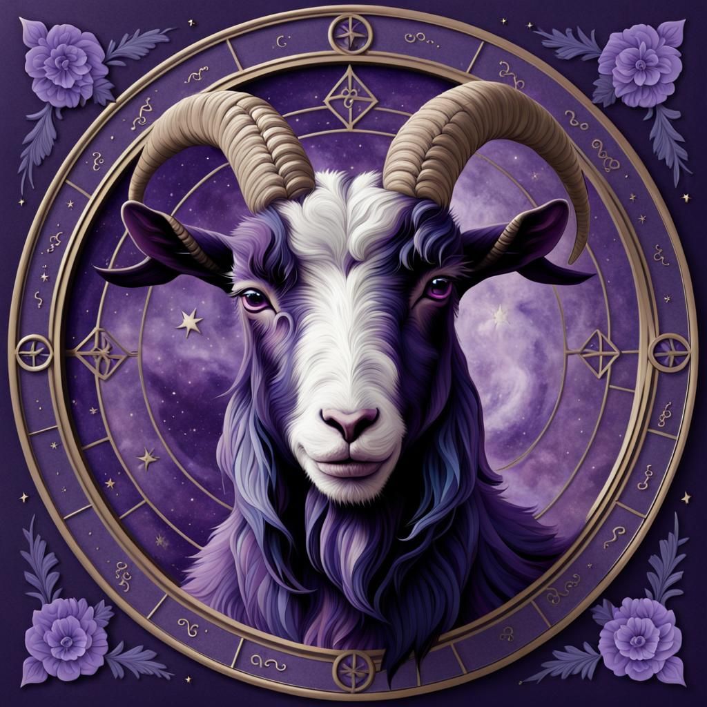 Capricorn Astrological Sign in Violet and Indigo
