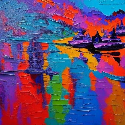 Summer Romance After Space War: Expressionist Oil Painting