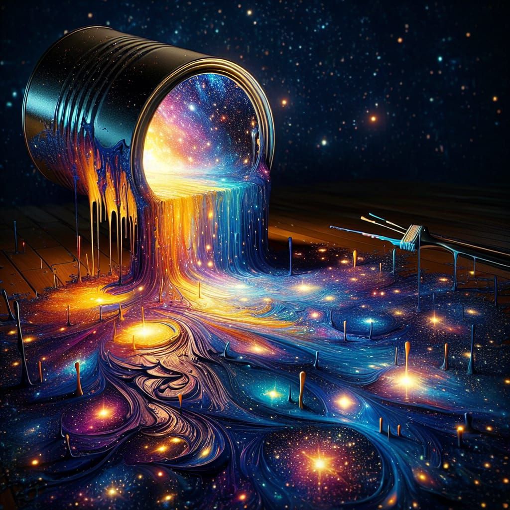 Paint Can Spill: A Liquid Starry Night