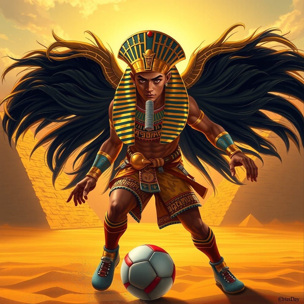 Egyptian Soccer Player in Ancient Pharaonic Style