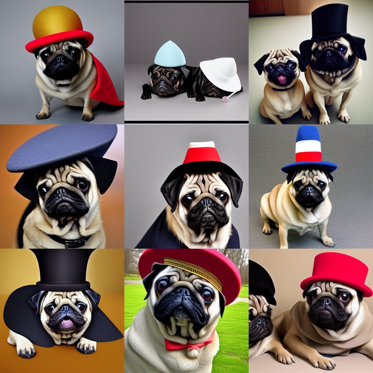 Pugs Wearing Tophats