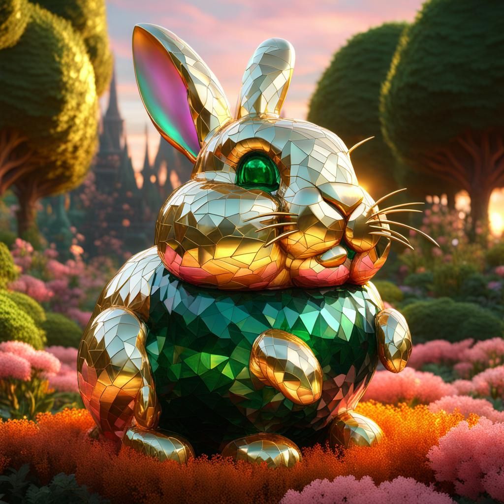 Gold and Emerald Rabbit Sculpting Glass Carrot