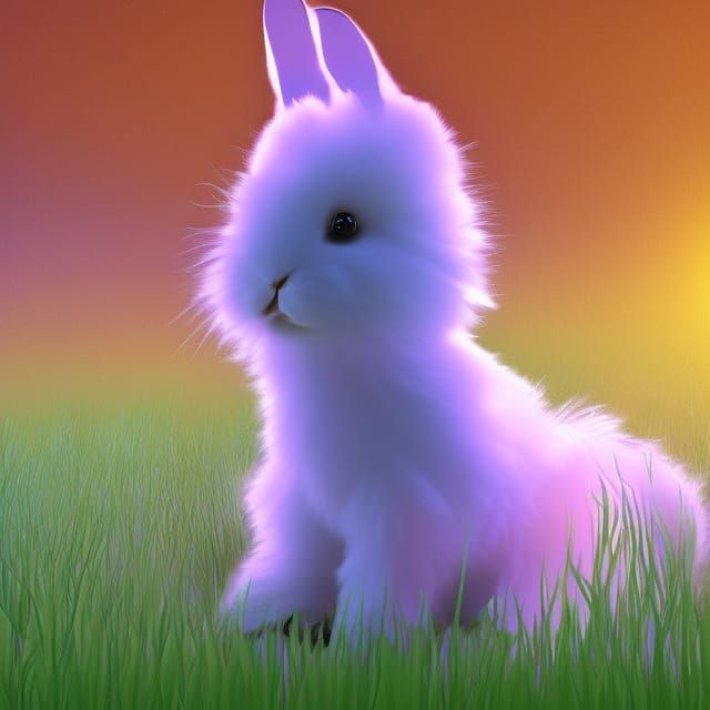 Bioluminescent Fluffy Bunny in an Enchanted Meadow
