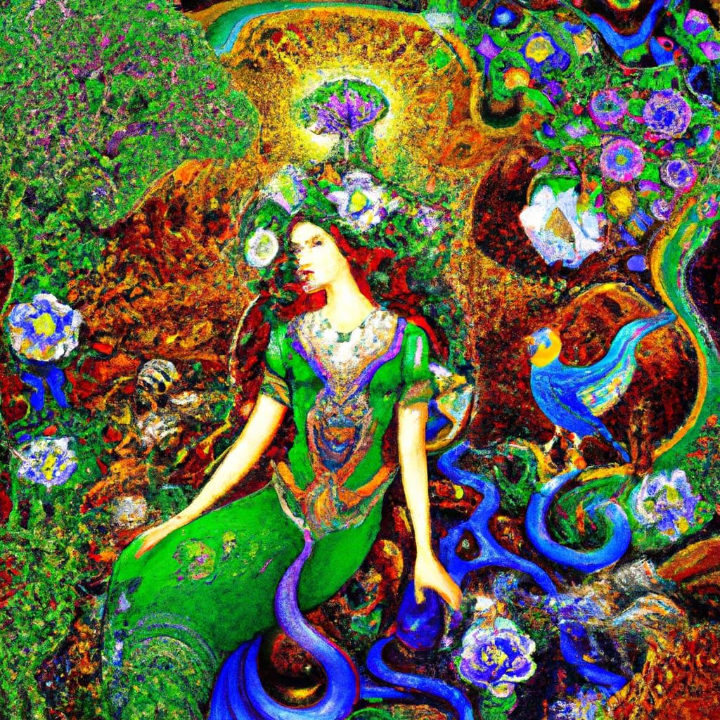 Enchanted Sorceress in Mystical Forest Tarot Card