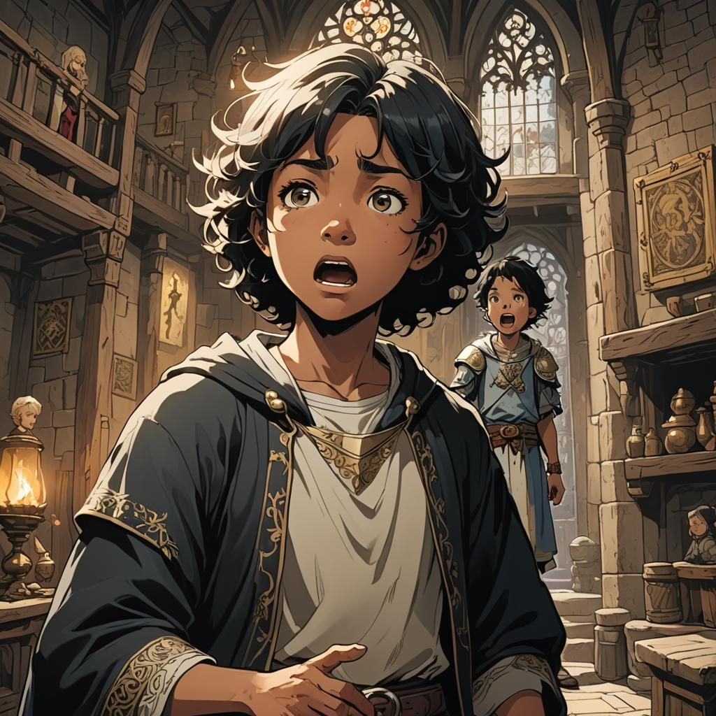 Teenager and Screaming Baby: 2D Anime Illustration