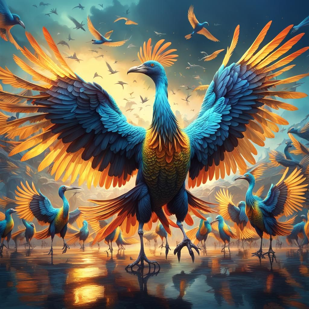 Dancing Birds in a Strange World: Photorealistic Composition