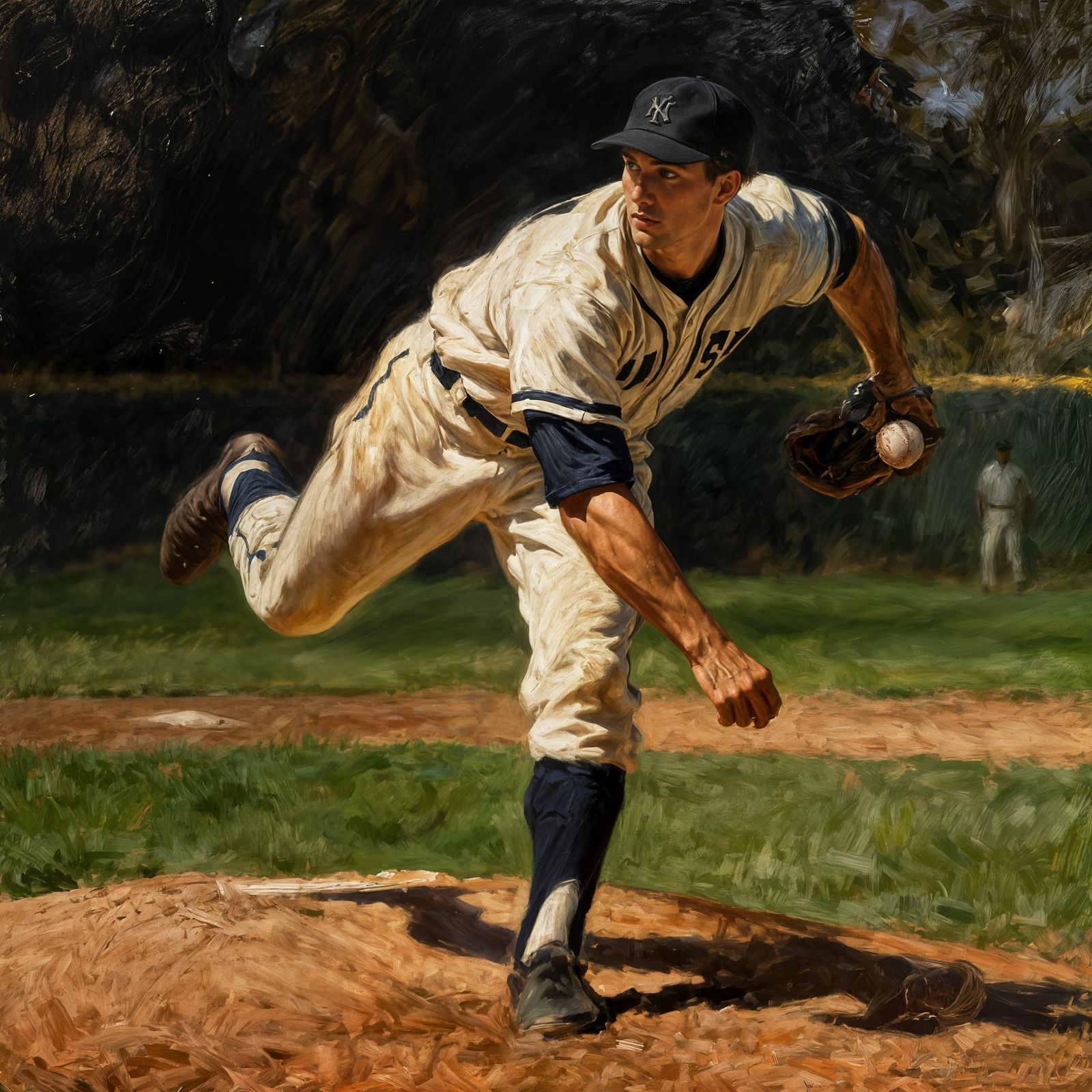 Lifelike Baseball Pitcher in Motion with Fluid Contours