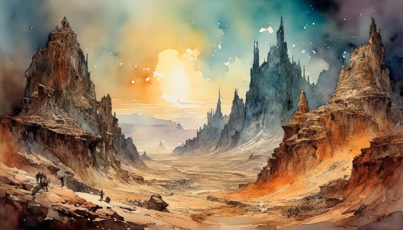 Surreal Cosmic Brush Stroke Painting in Watercolor