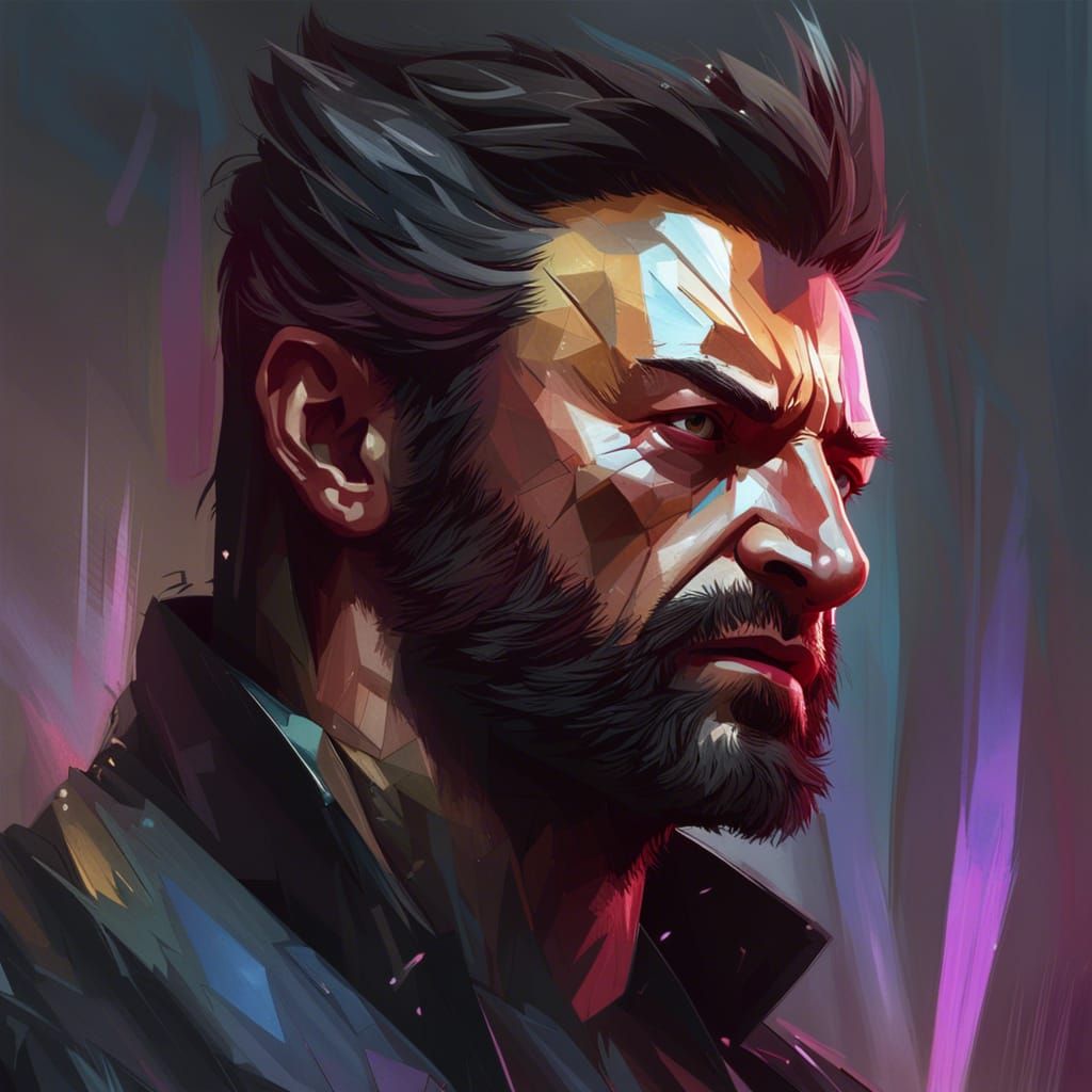 Wolverine Portrait in Dynamic Lighting, Hyperdetailed Art