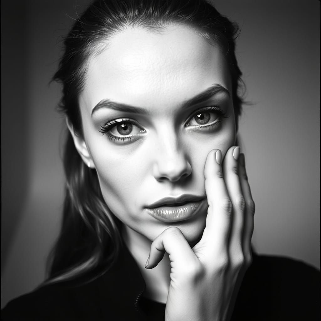 Dramatic Studio Portrait in Analog Film Style