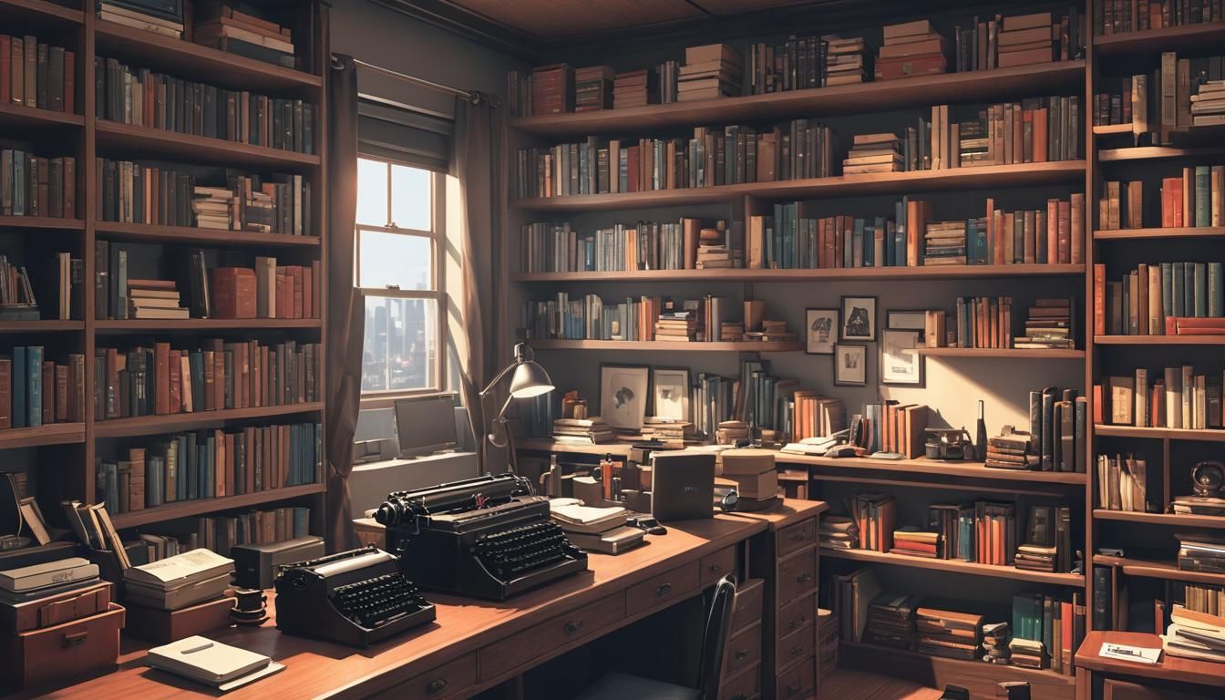Anime Style Writer's Room with Typewriter