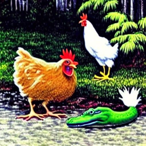 Chicken's Birthday Surprise: Alligator Neighbor with Cake