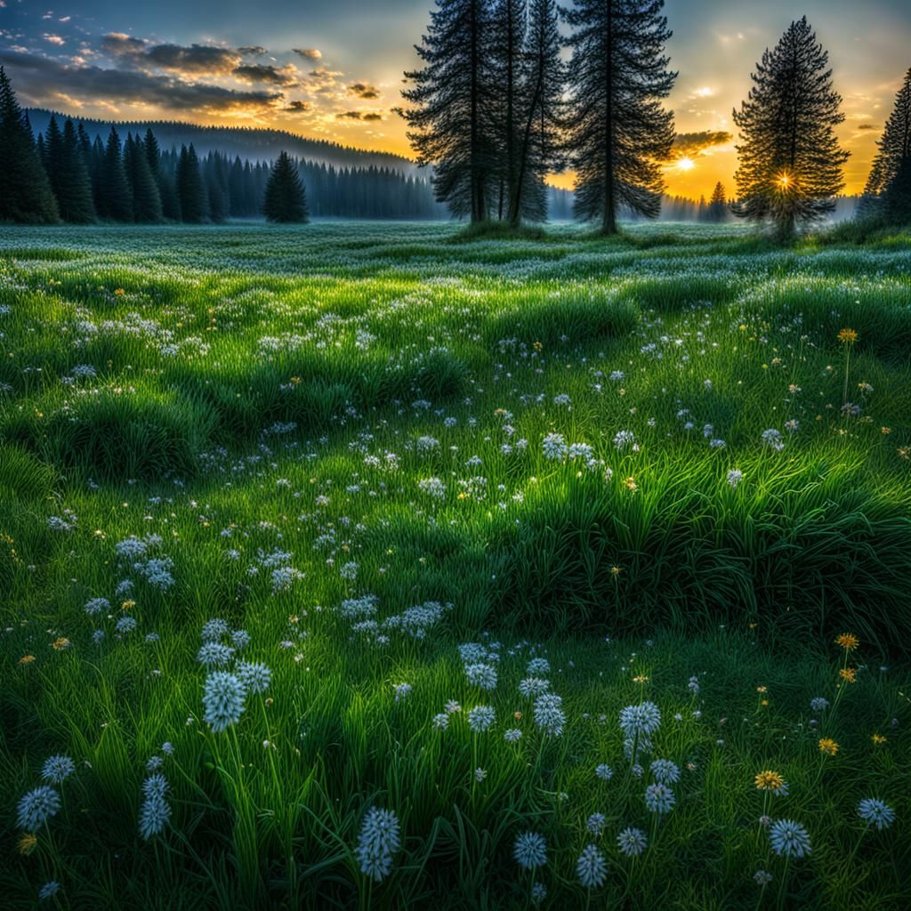 Hyperrealistic Meadow in Cinematic HDR