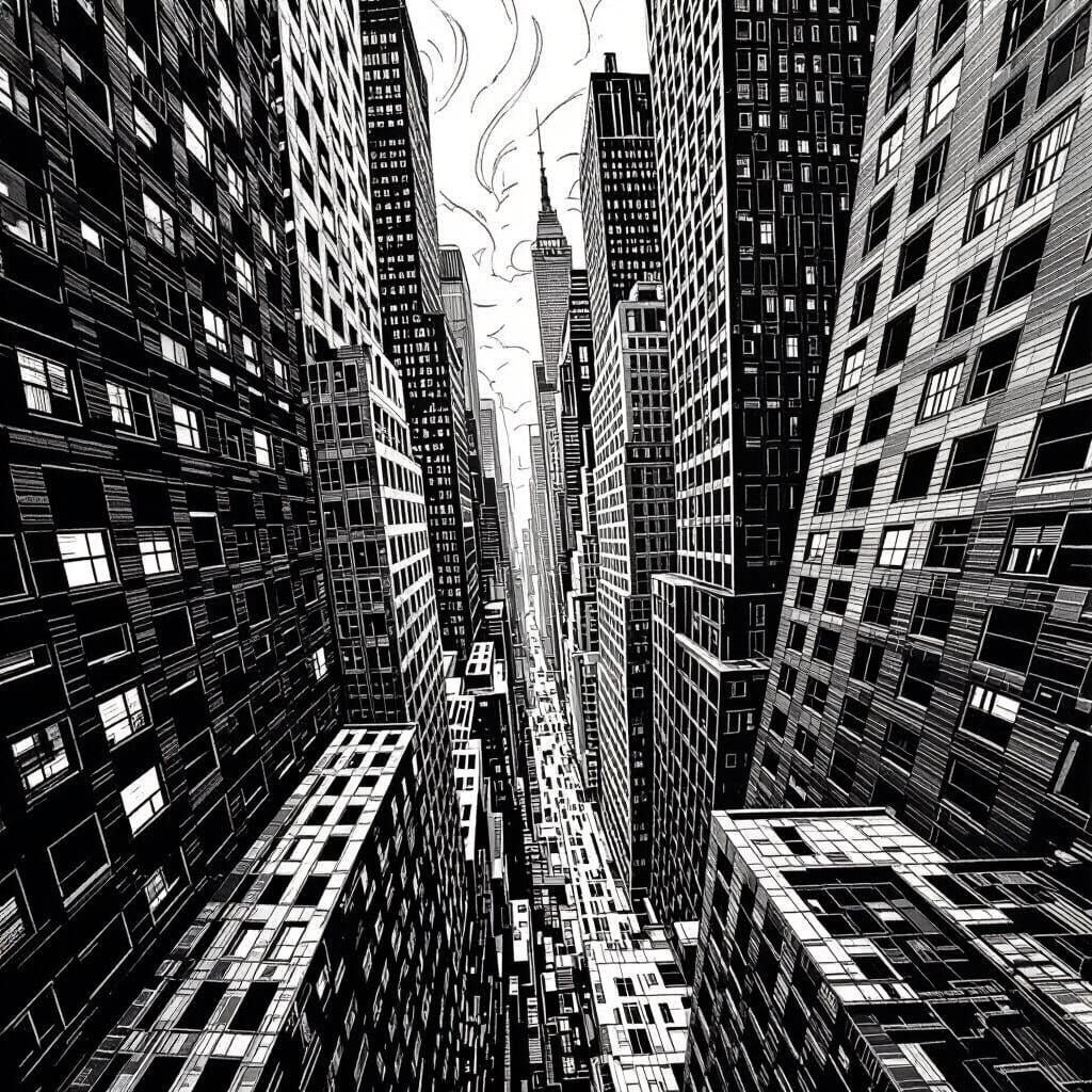 Distorted Urban Cityscape in Vertico Style
