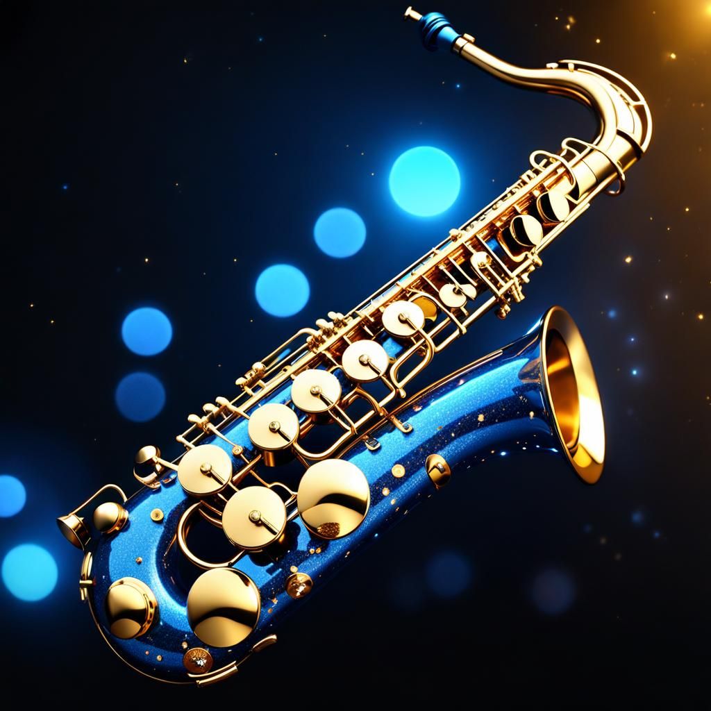 Glowing Glitter Saxophone in Detailed Photorealistic Style