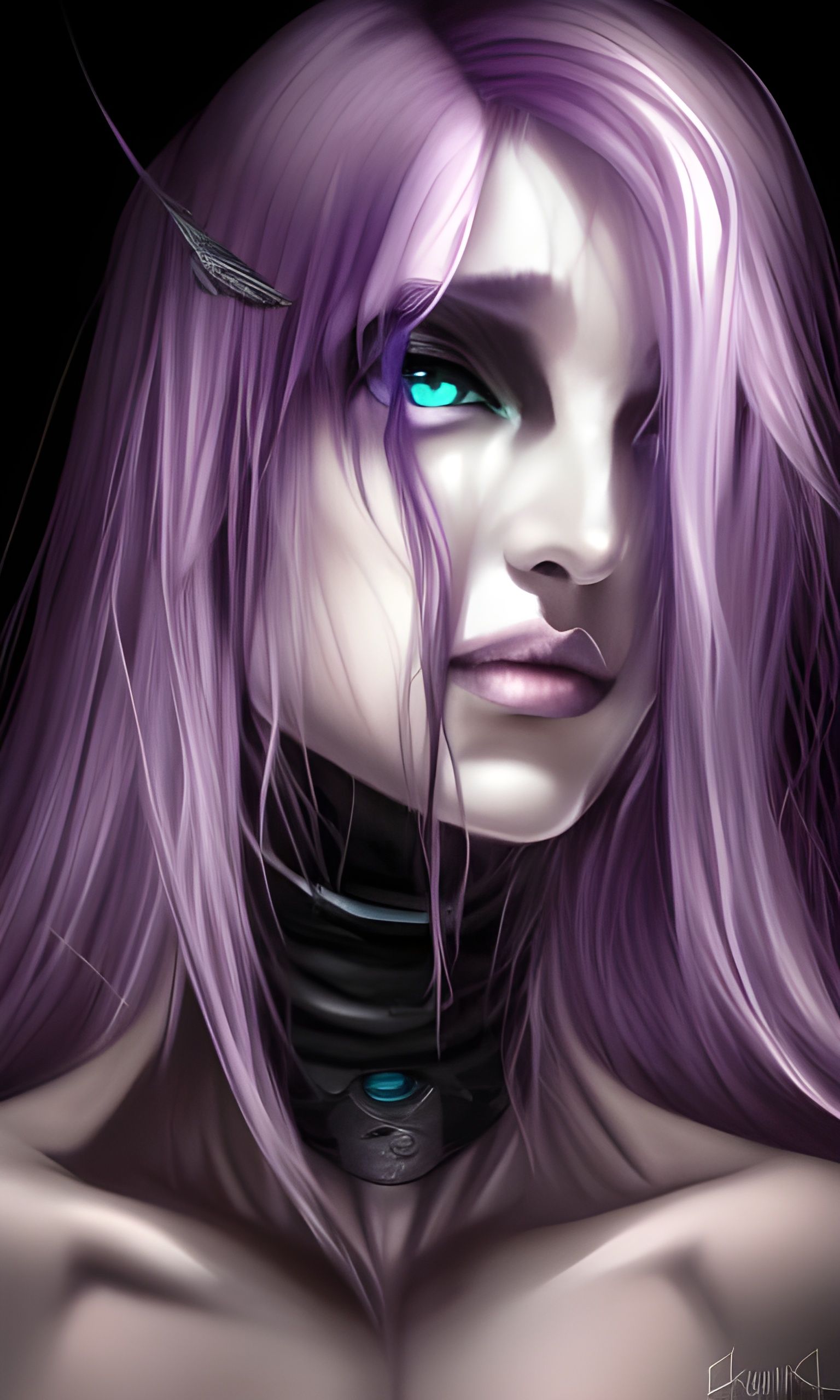 Sinister Beauty with Gold Eyes in Goth Style