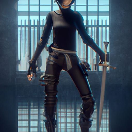 Hyperdetailed Ninja in Dark Fantasy Concept Art