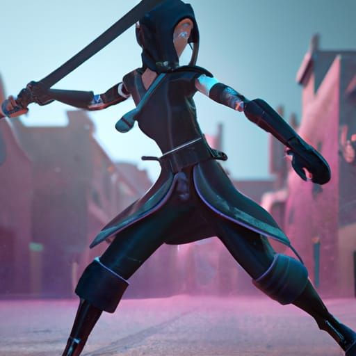 Hyperdetailed Female Ninja Concept Art in Dark Fantasy Style
