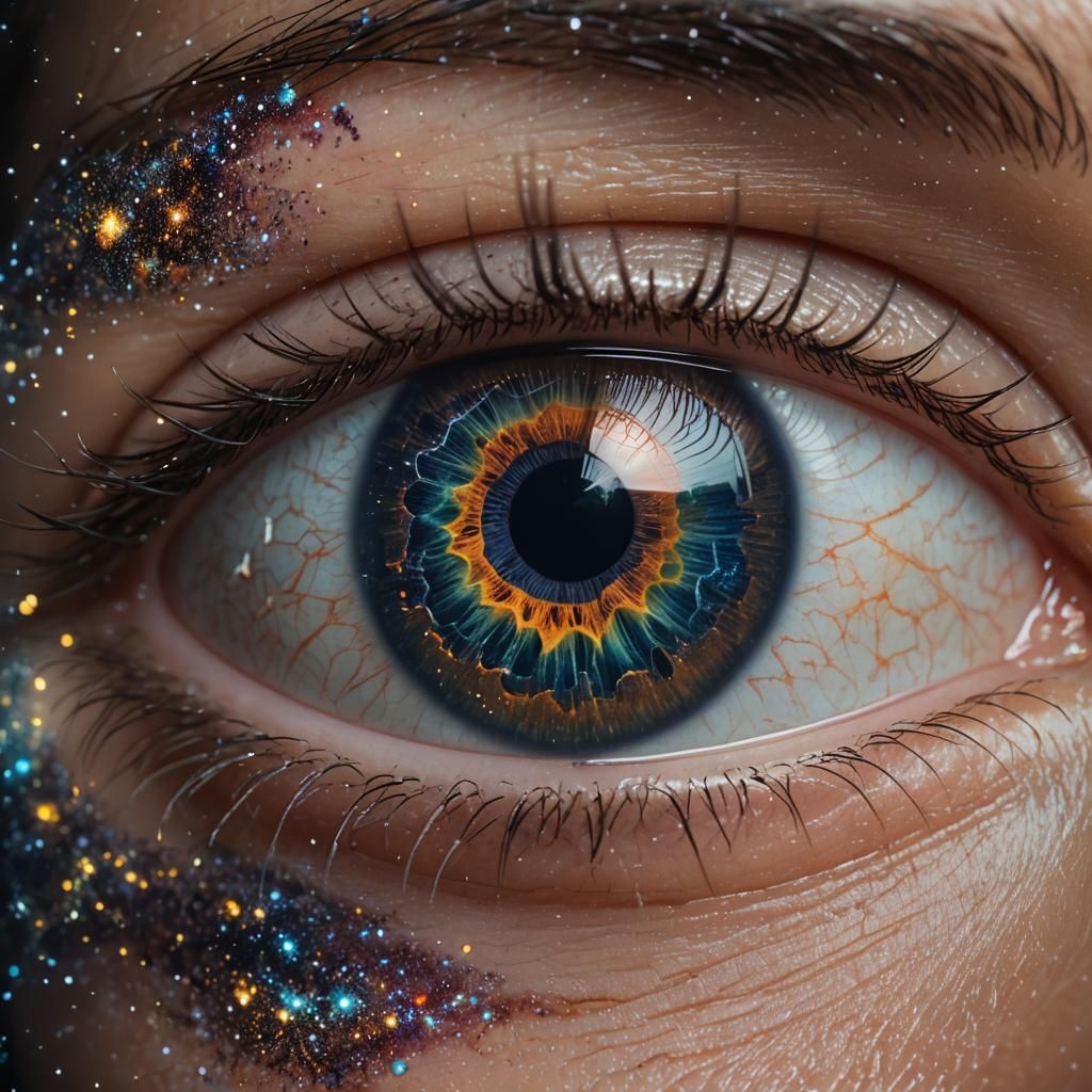 Galaxy Reflection in Human Eye: Surreal Macro Photography