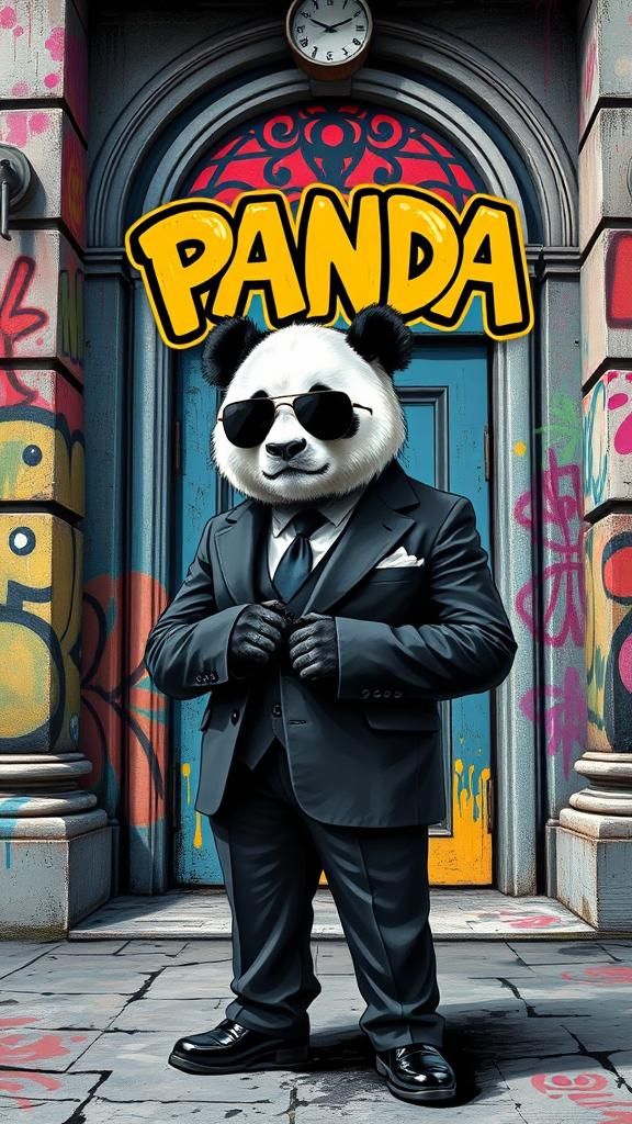 Panda Boss Graffiti Art in Pop Street Style