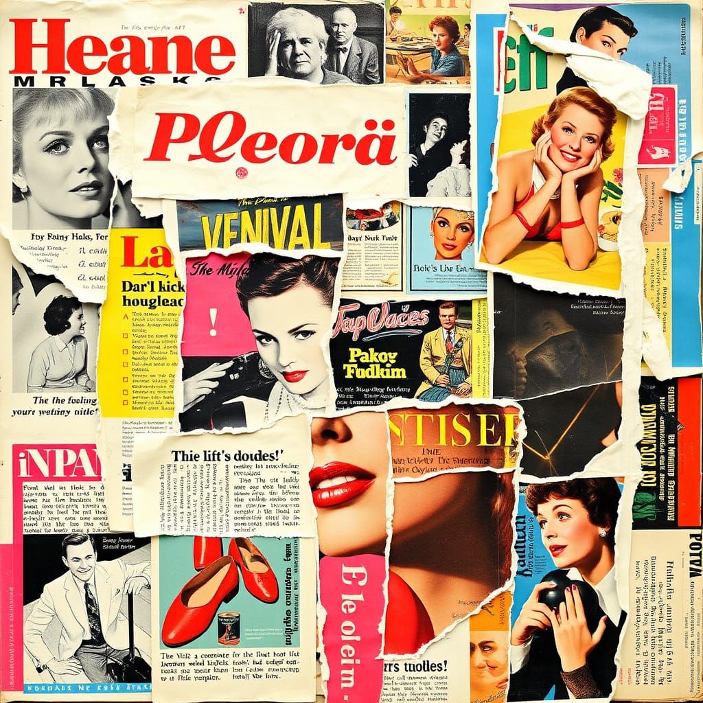 Dynamic 1950s Magazine Collage in Pop Art Style