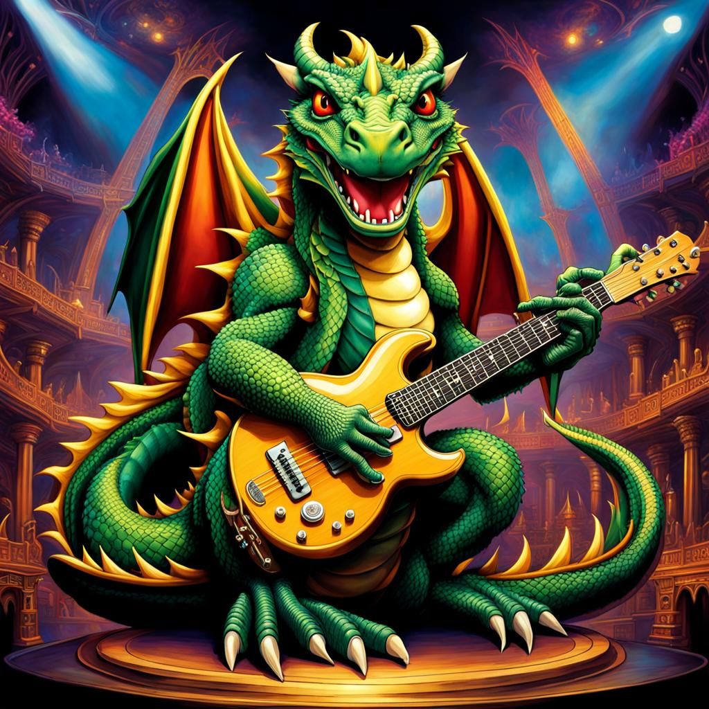 Dragon Playing A Guitar