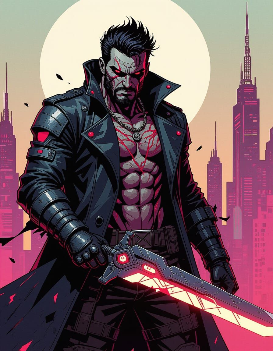 The Outlaw Ironclad with Energy Sword, Stylized Portrait