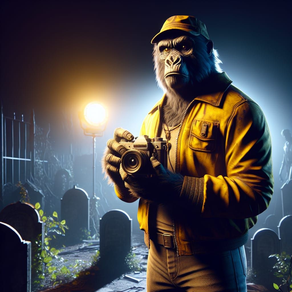 Post-Apocalyptic Gorilla Photographer in Digital Art