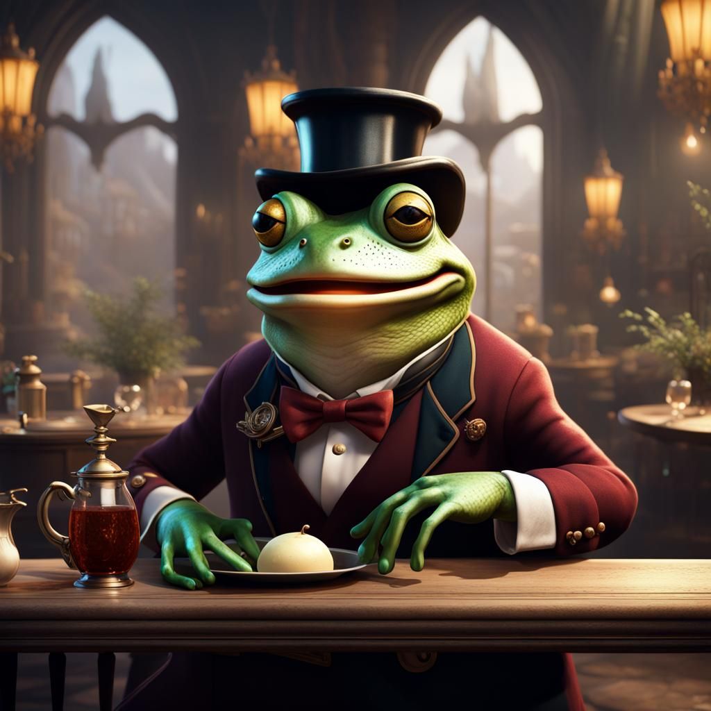 Frog Waiter in Detailed Fantasy Concept Art