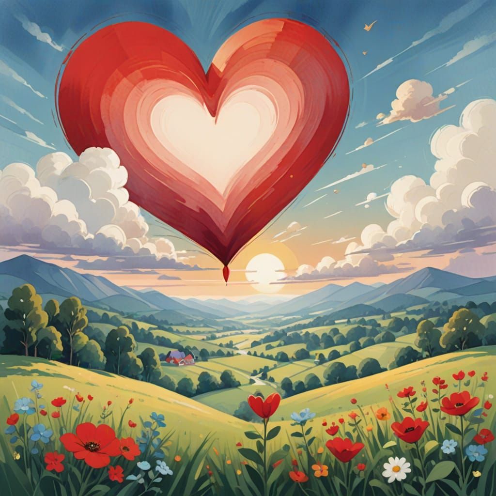 Whimsical Heart Illustration in Vibrant Colors