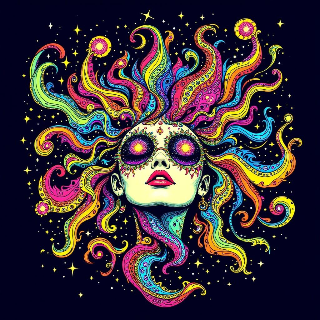 Cosmic Goddess of Vibrant Psychedelia