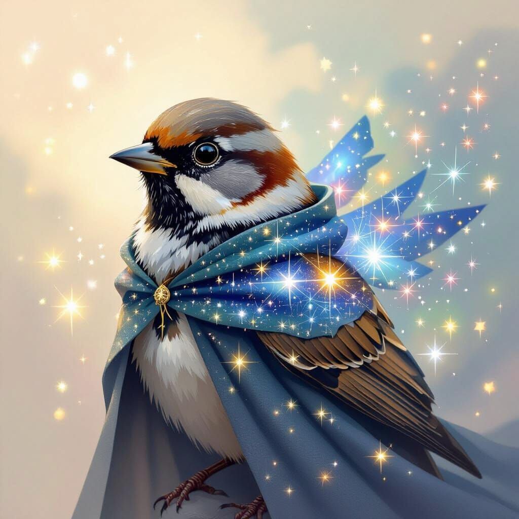 Sparrow Cloaked in Twinkling Starlight