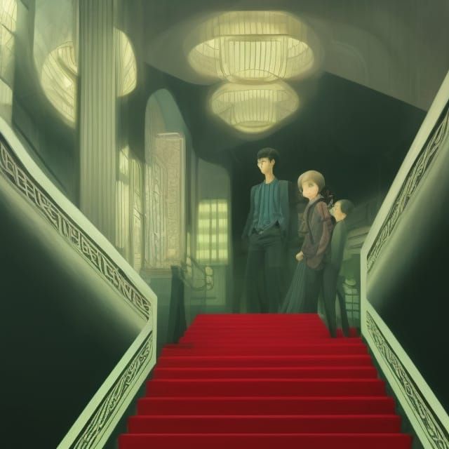 Grand Staircase Labyrinth: A Vibrant Digital Illustration