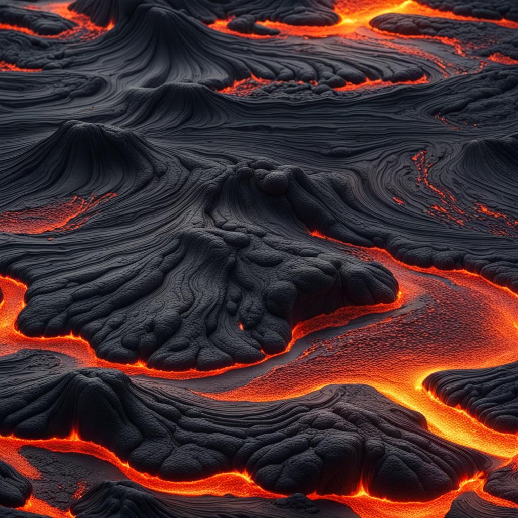 Detailed Lava Flow: Vivid 16K Photography
