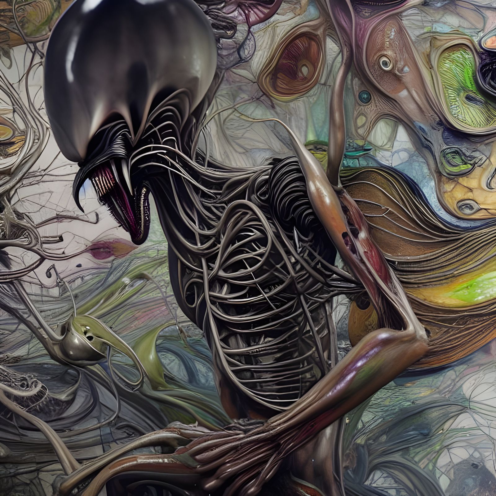 Xenomorph Meeting Place in Hypermaximalist 3D Rendering