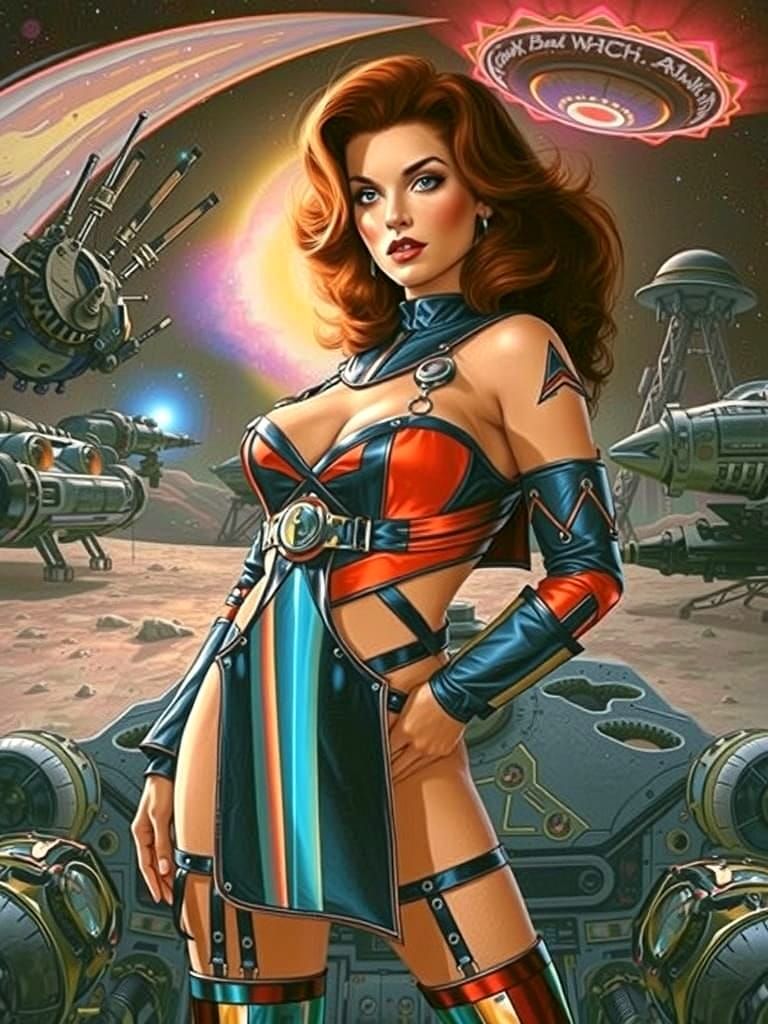 Breathtaking Atompunk Space Cadet in Cosmic Landscape