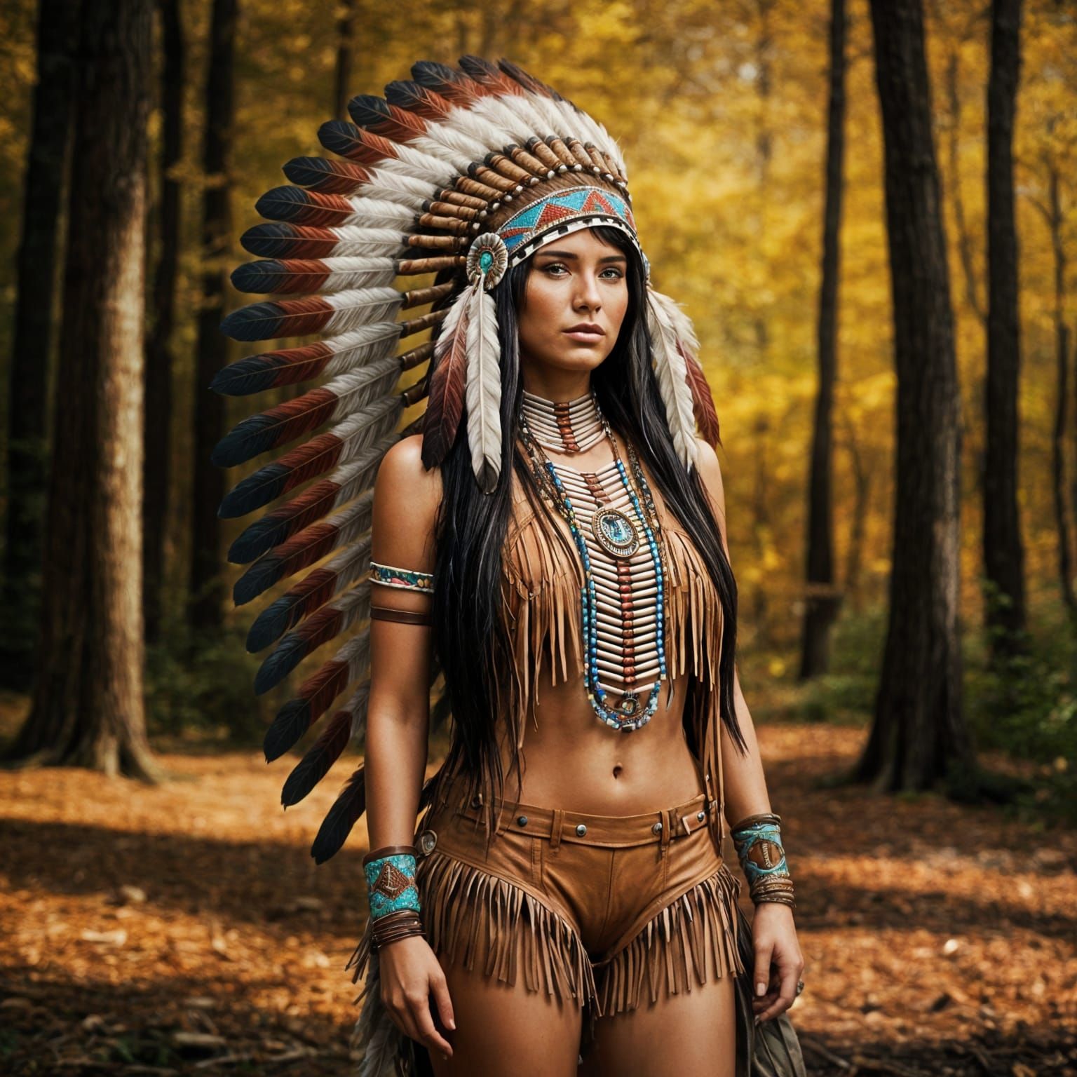 Native American Woman in Traditional Attire