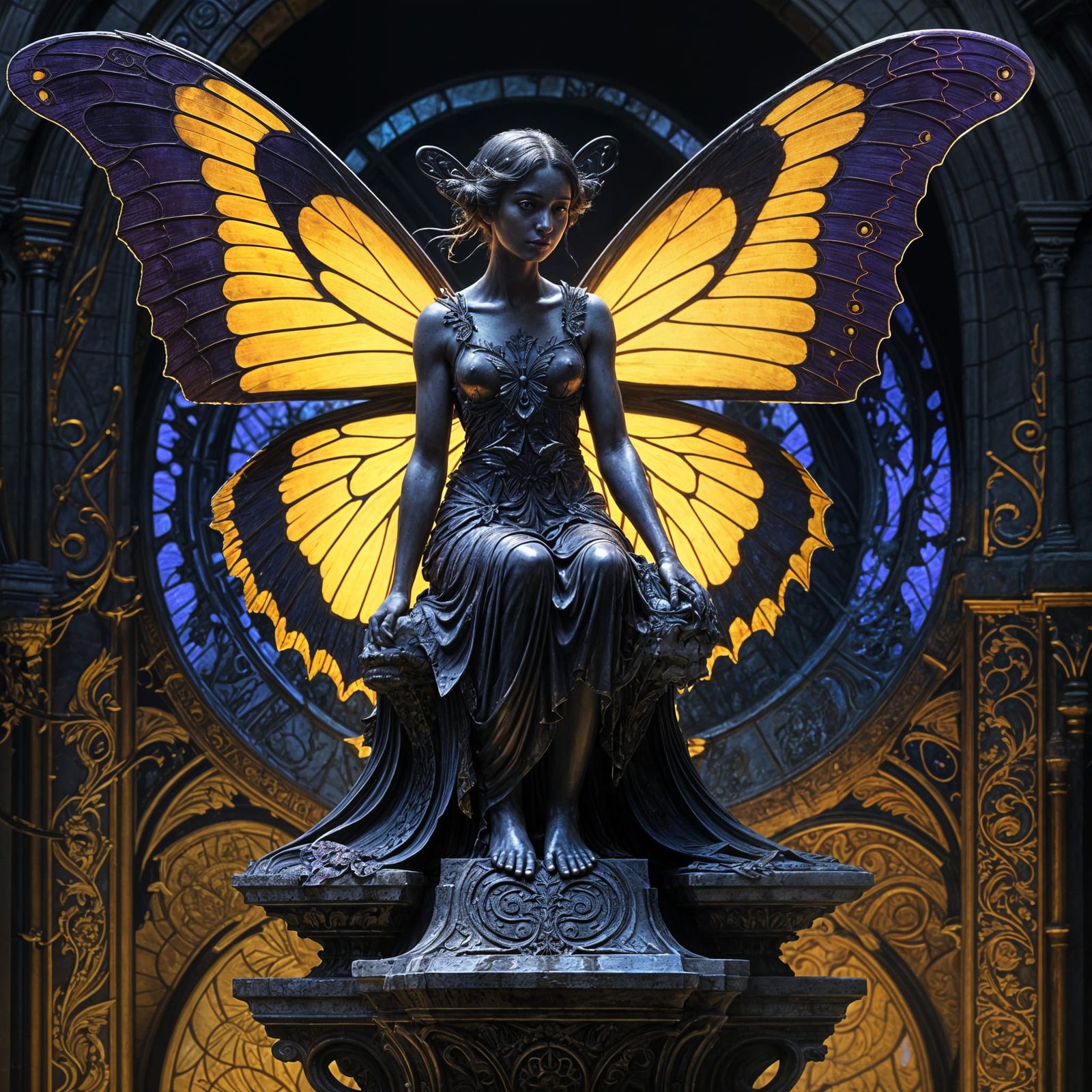 Butterfly with Angel Wings in Dark Fantasy Art