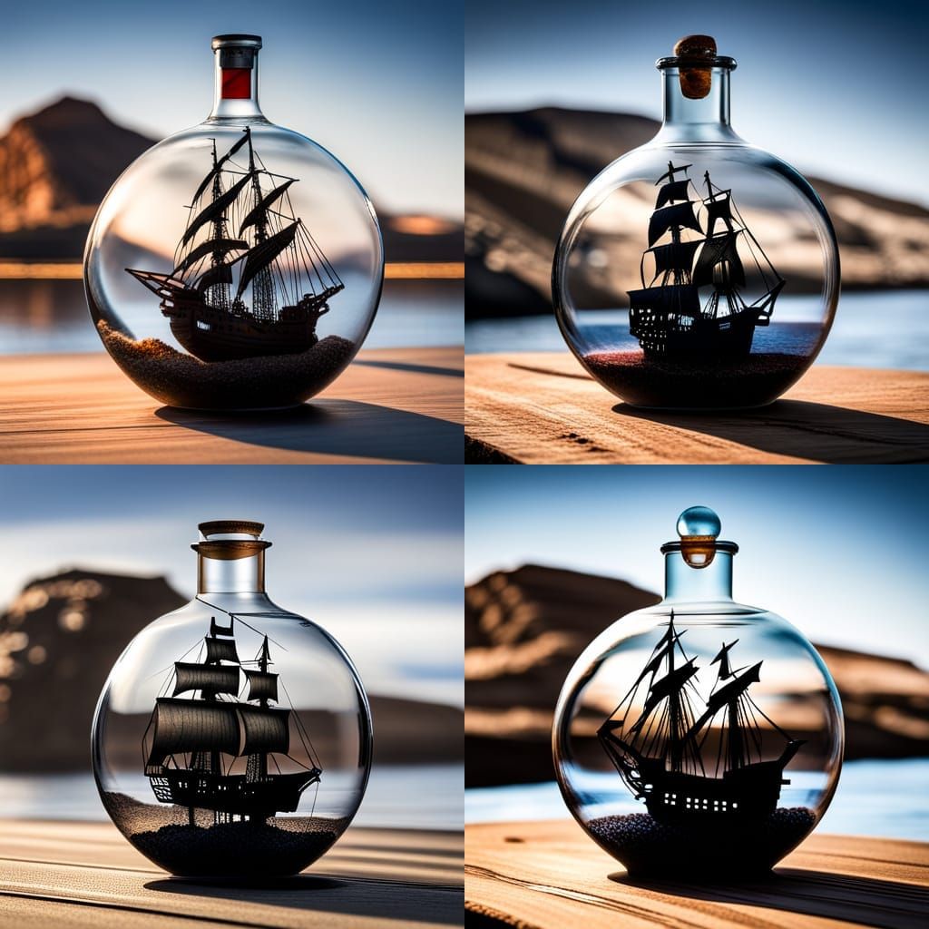Black Pearl Pirate Ship in a Bottle