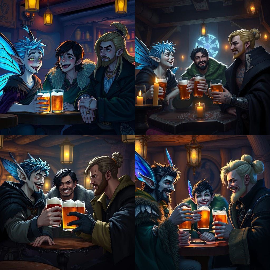 Dark Fantasy Dudes Enjoying Ale in Tavern